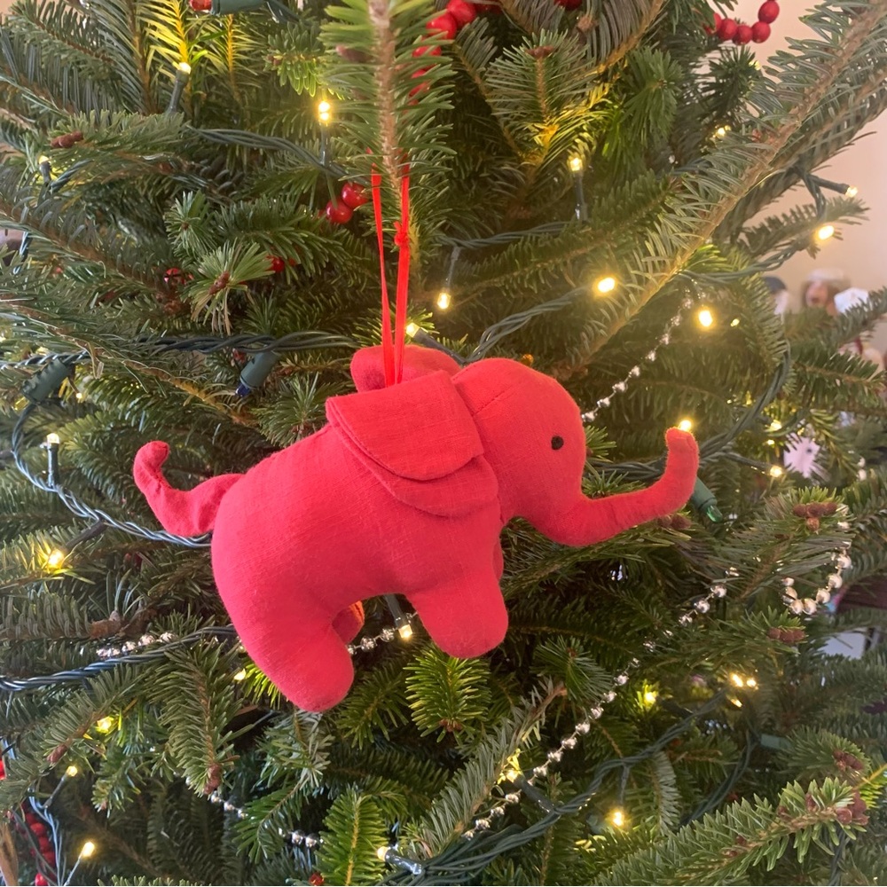 Handmade in Tuscaloosa Red Elephant Plush Ornament